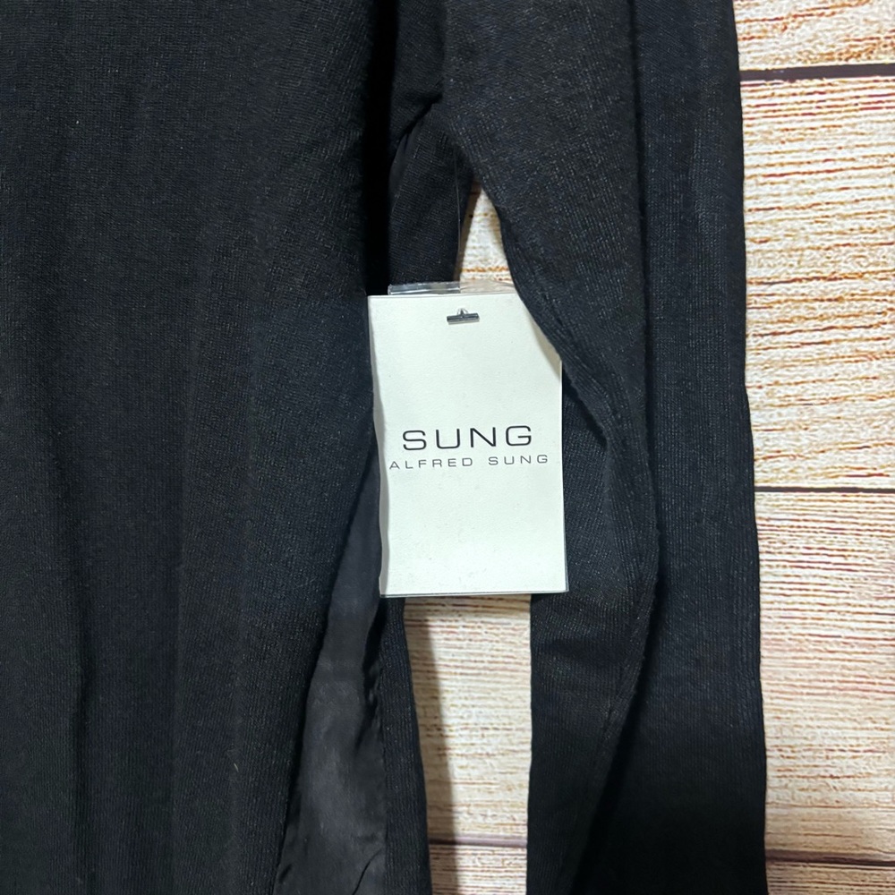 ALFRED SUNG Black V-Neck Long Sleeve Layered-Hem Top‎ - Picture 5 of 10